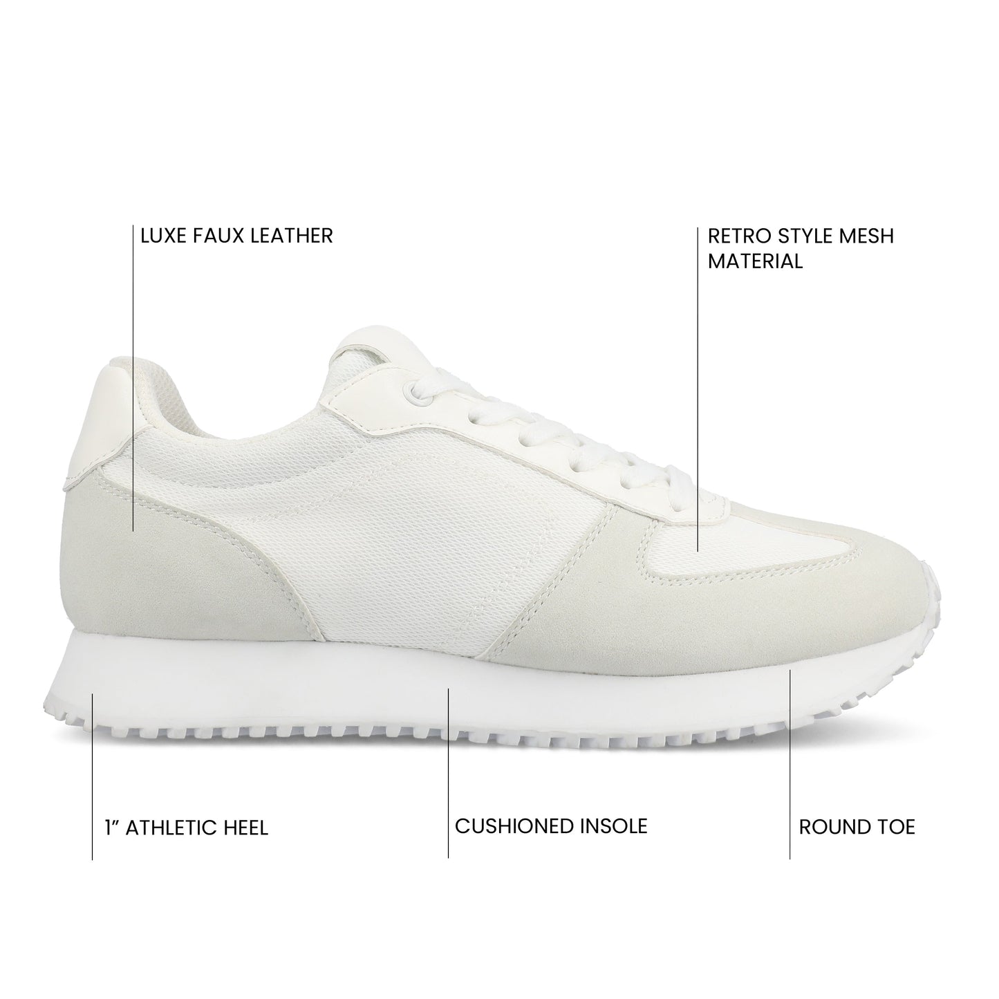 Journee FLOW CASUAL LACE UP SNEAKERS - White