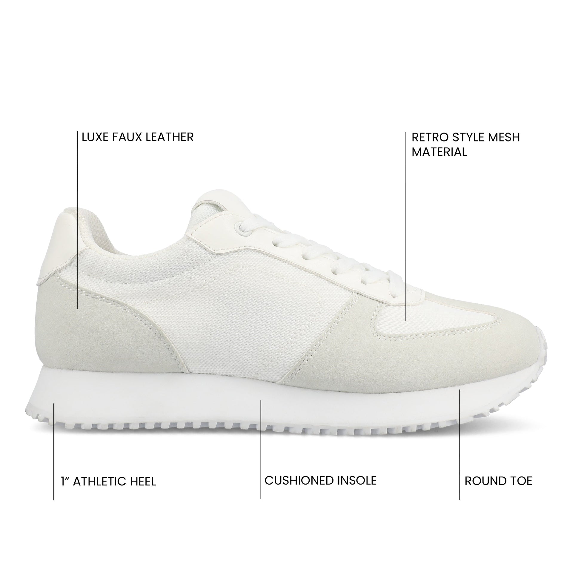 Journee FLOW CASUAL LACE UP SNEAKERS - White