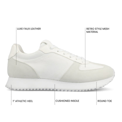 Journee FLOW CASUAL LACE UP SNEAKERS - White