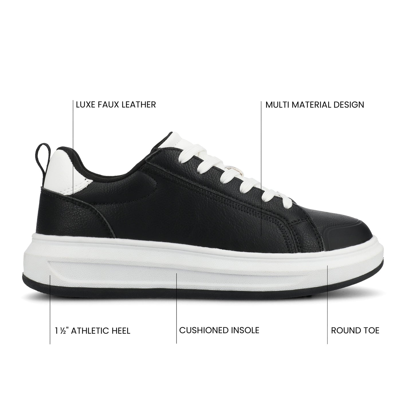 Journee MEEYA CASUAL LACE UP SNEAKERS - Black