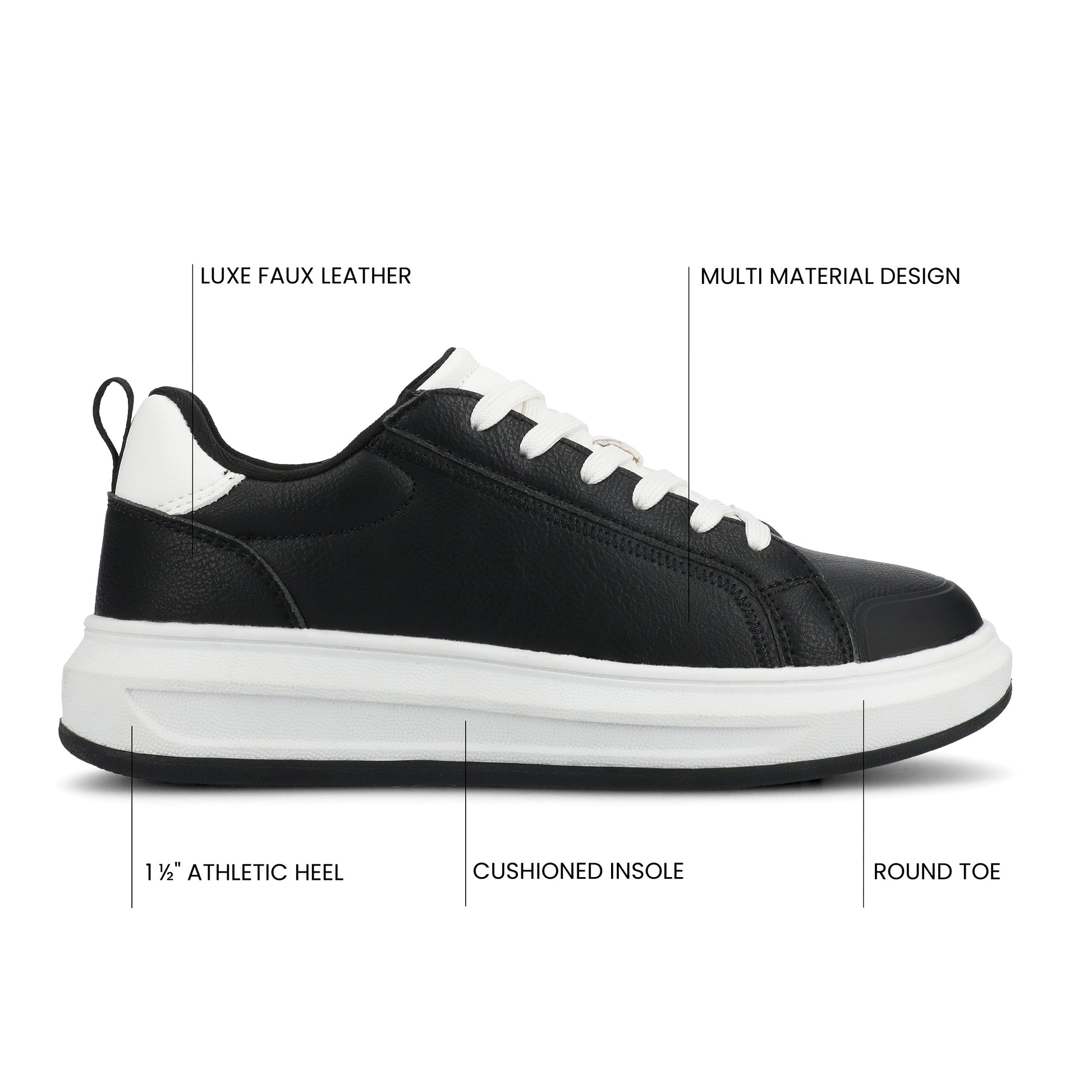 Journee MEEYA CASUAL LACE UP SNEAKERS - Black