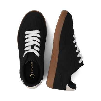 Journee LUMMIE CASUAL LACE UP SNEAKERS - Black PU
