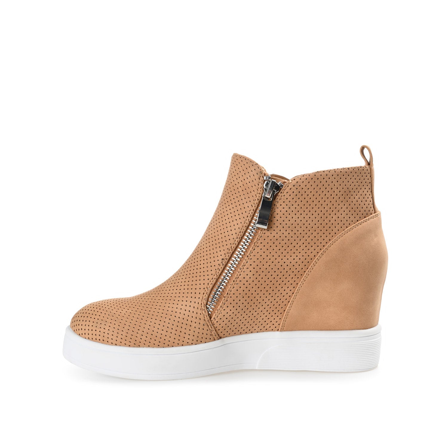 Journee PENNELOPE WEDGE SNEAKERS IN VEGAN LEATHER - Tan