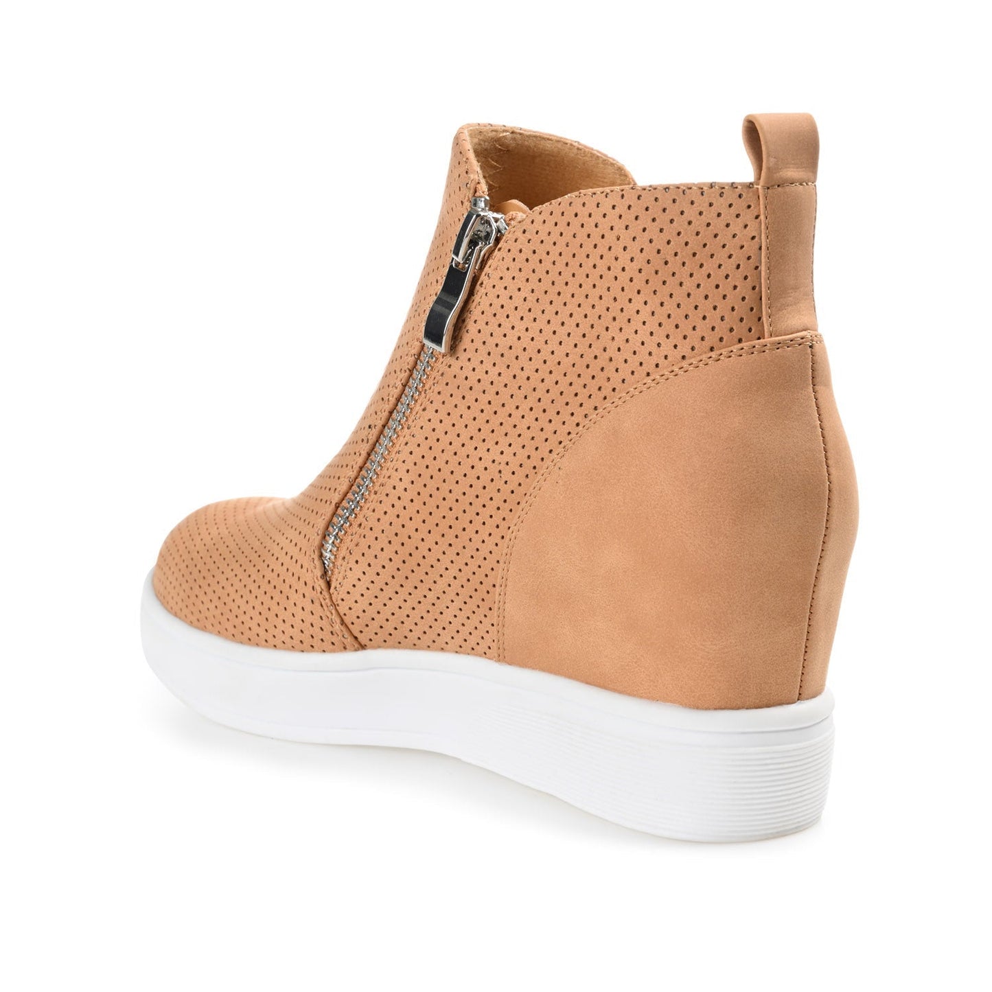 Journee PENNELOPE WEDGE SNEAKERS IN VEGAN LEATHER - Tan