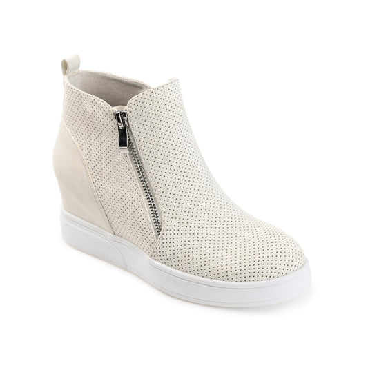 Journee PENNELOPE WEDGE SNEAKERS IN VEGAN LEATHER - Ivory