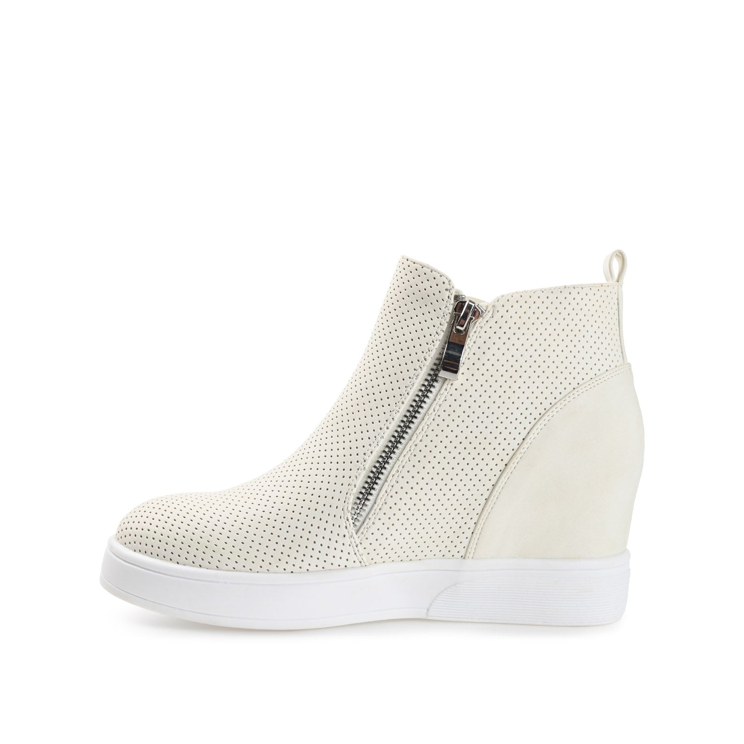Journee PENNELOPE WEDGE SNEAKERS IN VEGAN LEATHER - Ivory