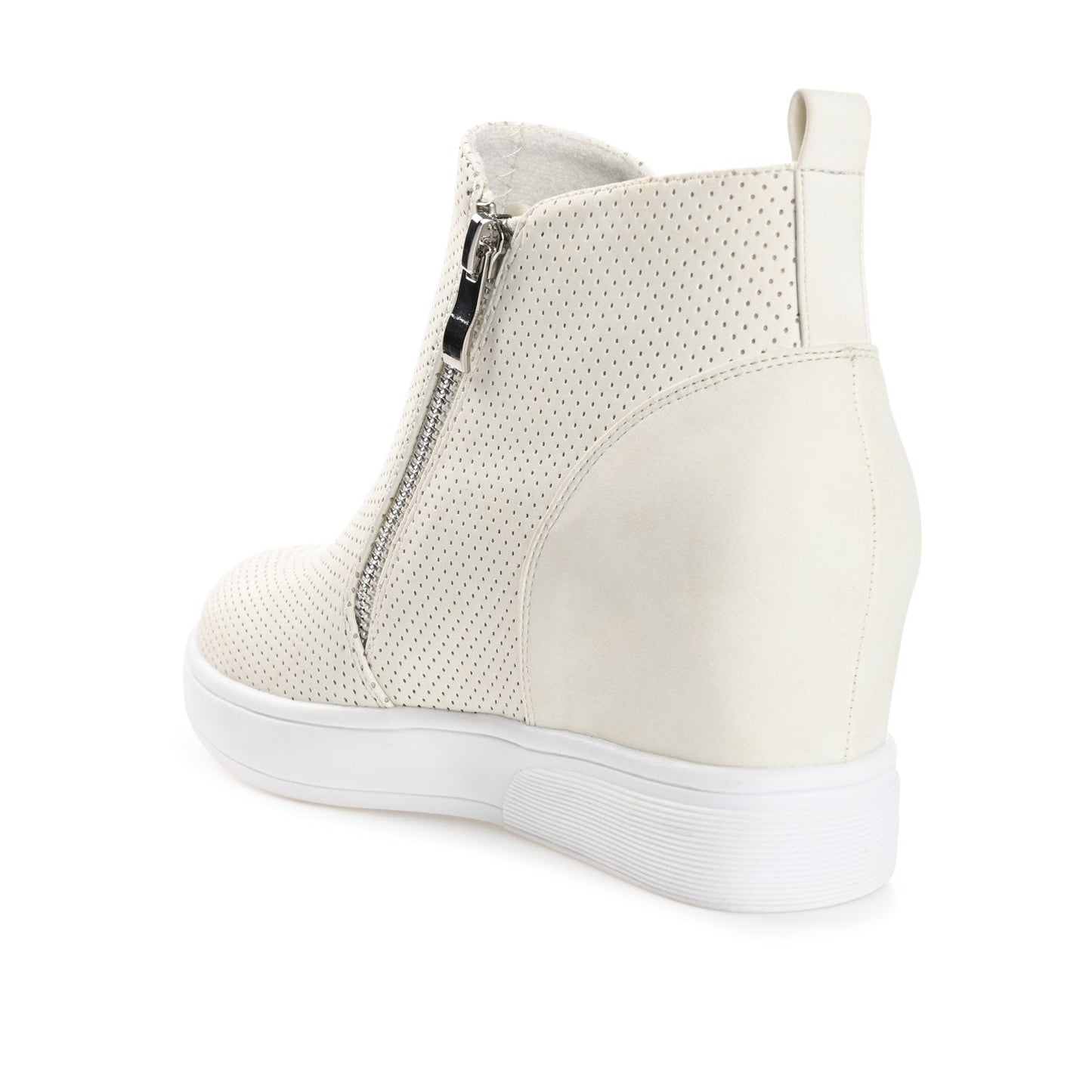 Journee PENNELOPE WEDGE SNEAKERS IN VEGAN LEATHER - Ivory