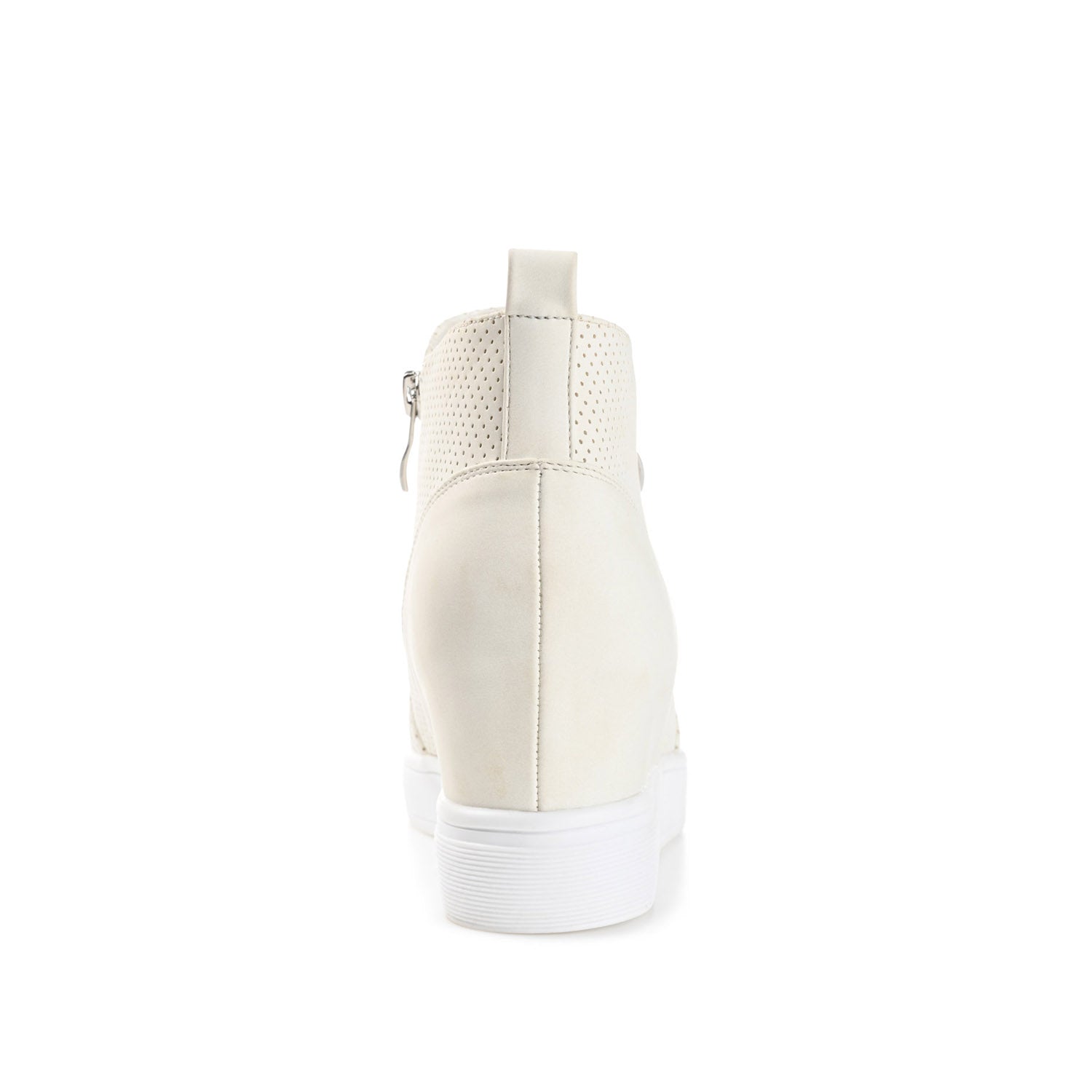 Journee PENNELOPE WEDGE SNEAKERS IN VEGAN LEATHER - Ivory
