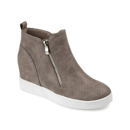 Journee PENNELOPE WEDGE SNEAKERS IN VEGAN LEATHER - Taupe