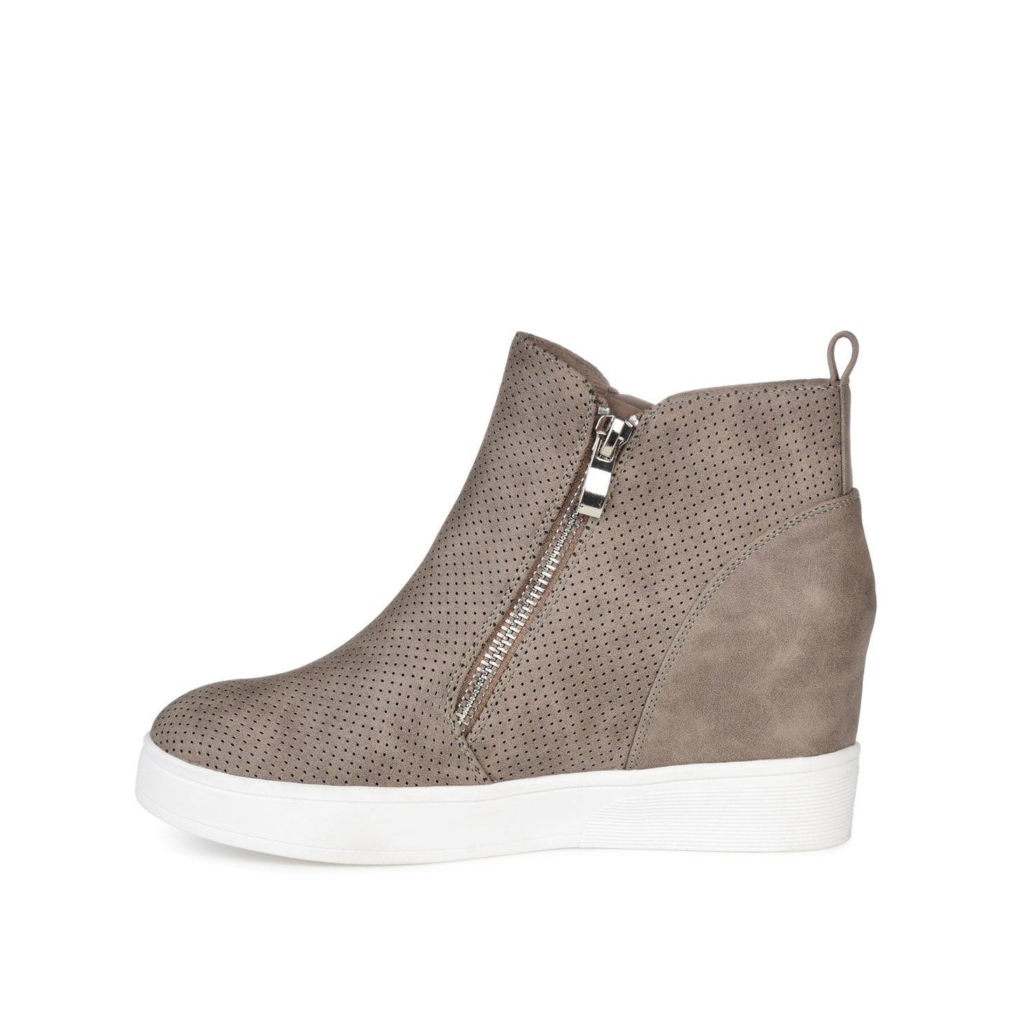 Journee PENNELOPE WEDGE SNEAKERS IN VEGAN LEATHER - Taupe