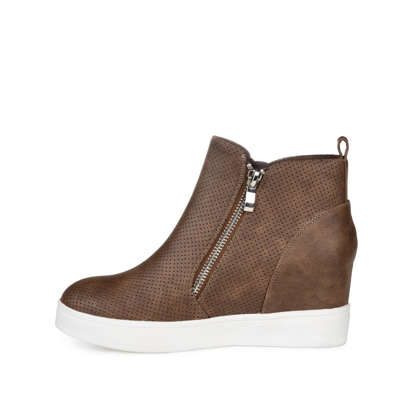 Journee PENNELOPE WEDGE SNEAKERS IN VEGAN LEATHER - Brown
