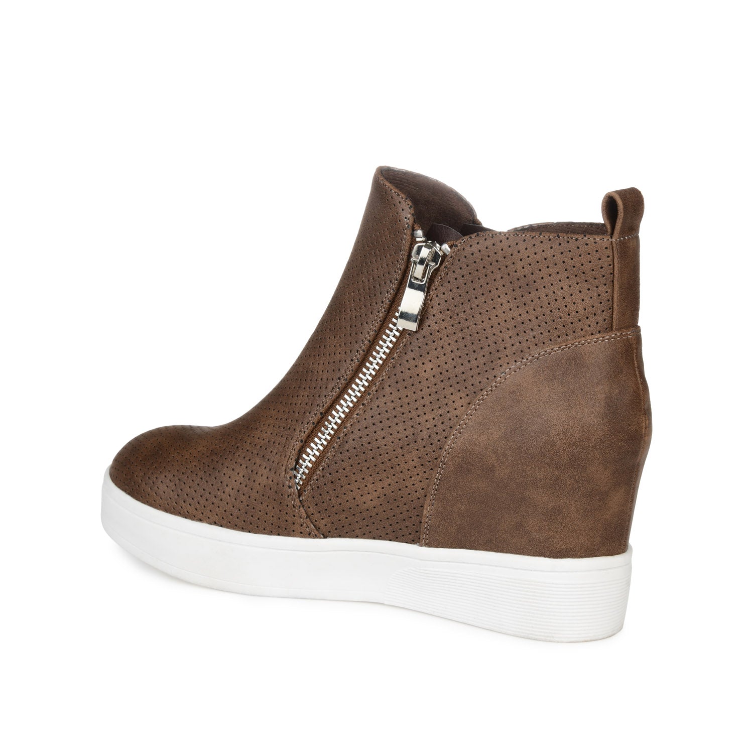 Journee PENNELOPE WEDGE SNEAKERS IN VEGAN LEATHER - Brown