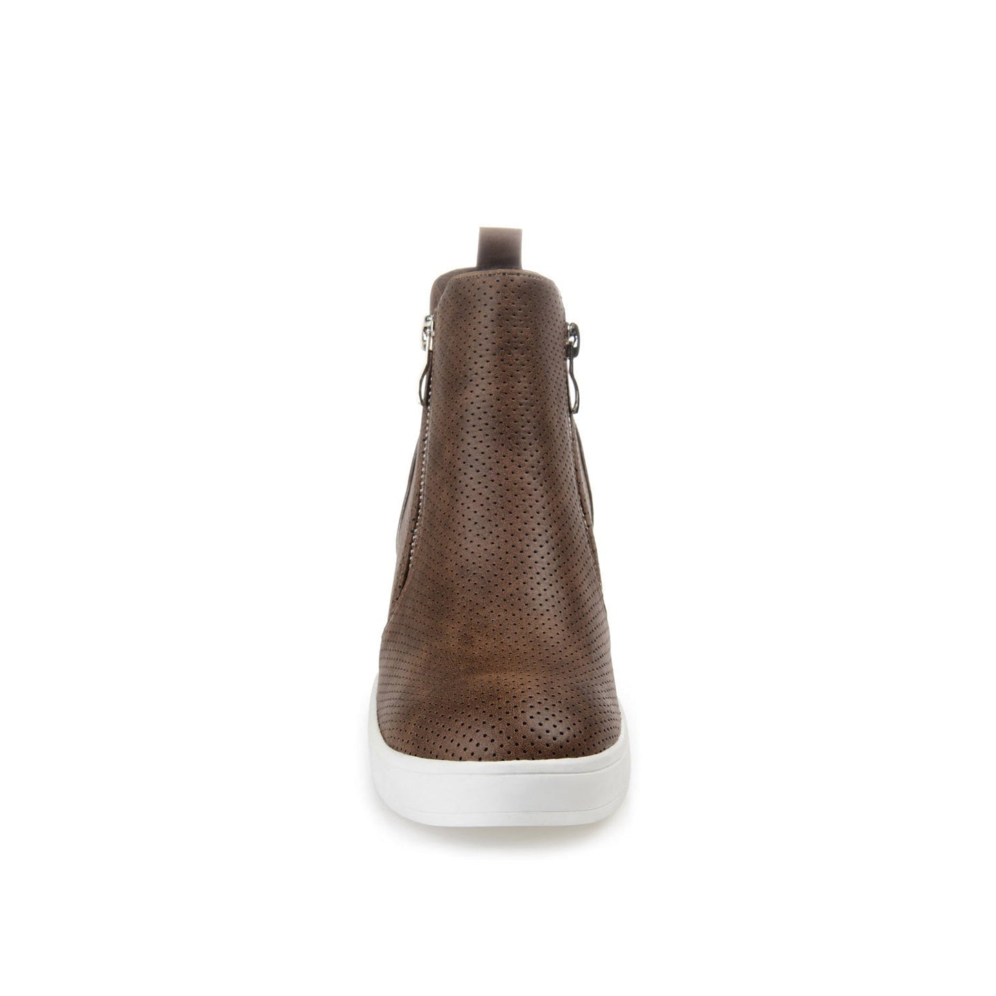 Journee PENNELOPE WEDGE SNEAKERS IN VEGAN LEATHER - Brown