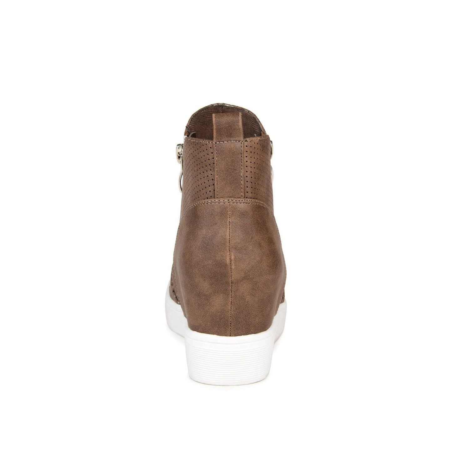Journee PENNELOPE WEDGE SNEAKERS IN VEGAN LEATHER - Brown