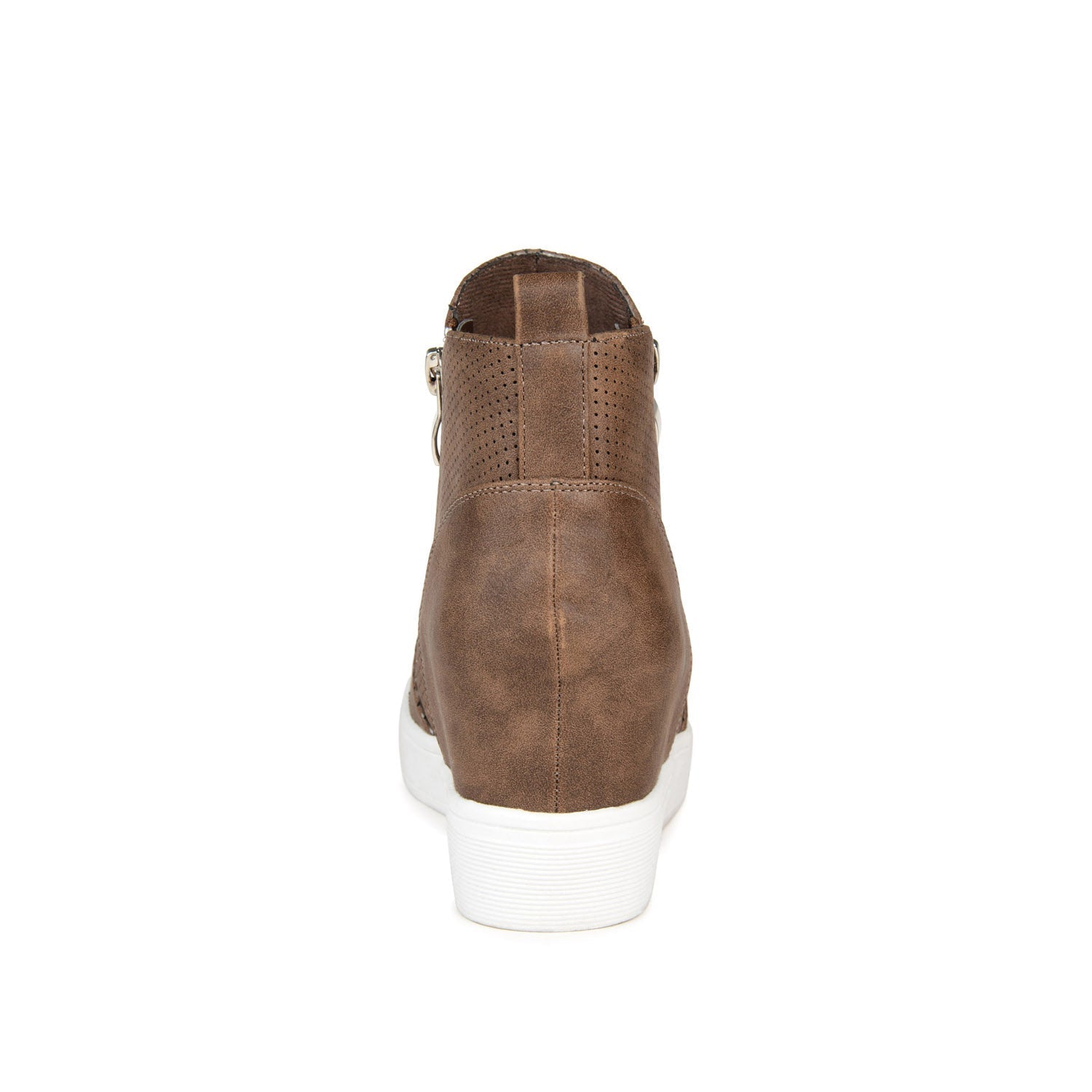 Journee PENNELOPE WEDGE SNEAKERS IN VEGAN LEATHER - Brown