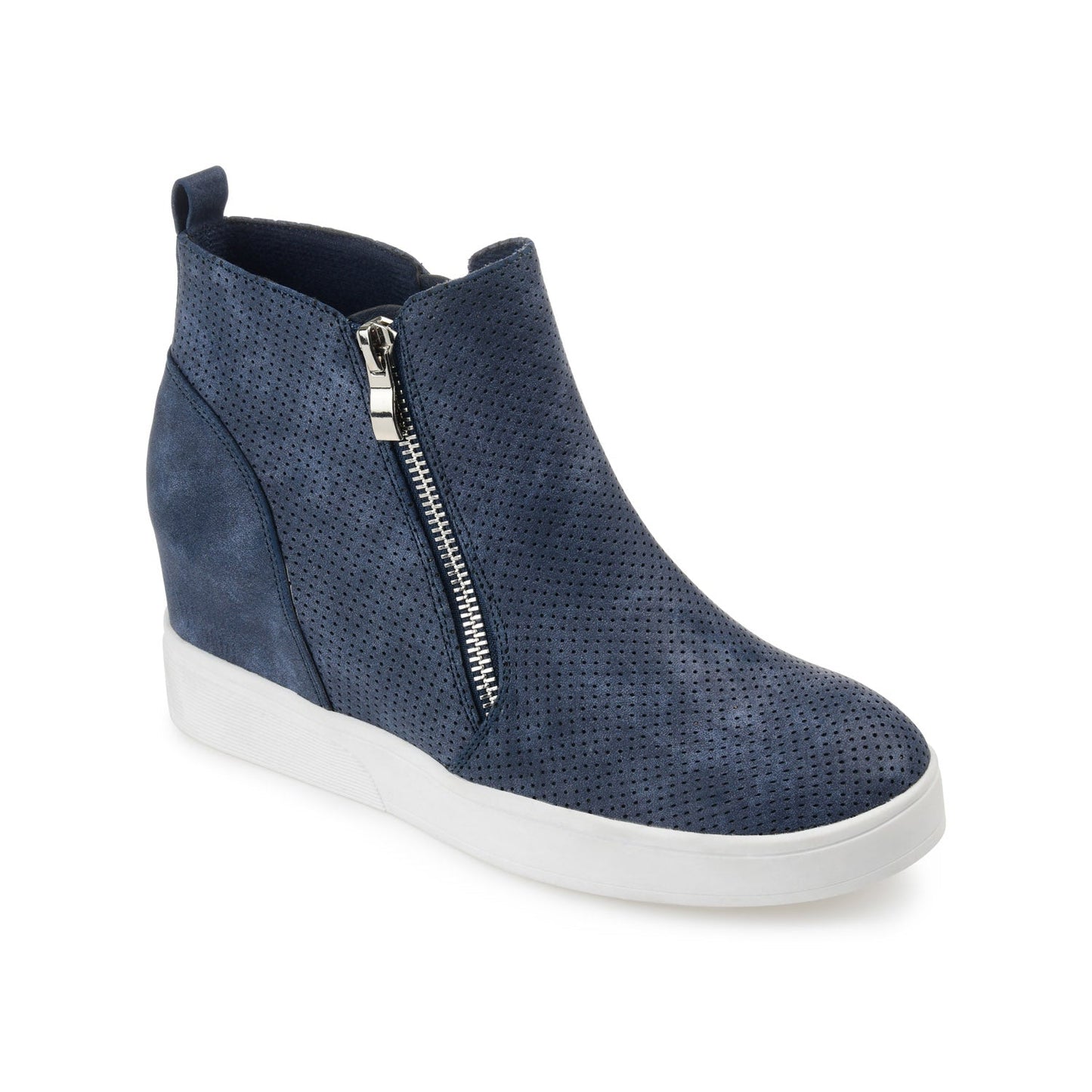 Journee PENNELOPE WEDGE SNEAKERS IN VEGAN LEATHER - Blue