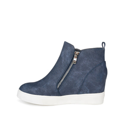 Journee PENNELOPE WEDGE SNEAKERS IN VEGAN LEATHER - Blue