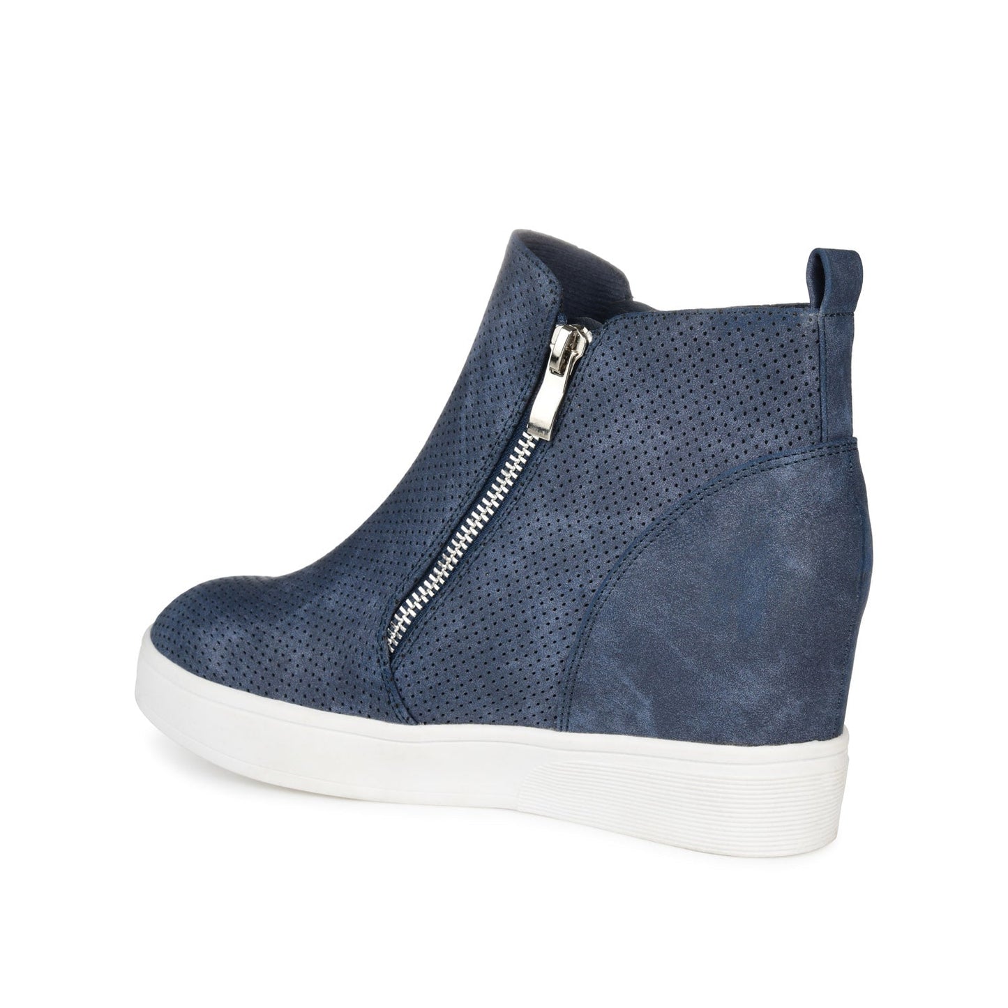 Journee PENNELOPE WEDGE SNEAKERS IN VEGAN LEATHER - Blue