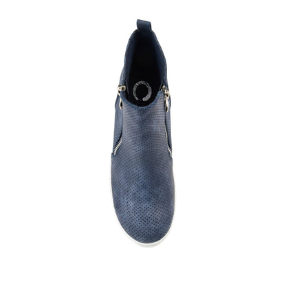 Journee PENNELOPE WEDGE SNEAKERS IN VEGAN LEATHER - Blue