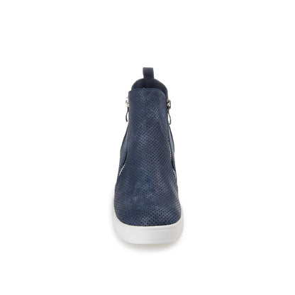 Journee PENNELOPE WEDGE SNEAKERS IN VEGAN LEATHER - Blue