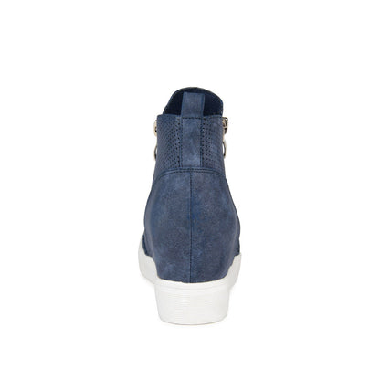 Journee PENNELOPE WEDGE SNEAKERS IN VEGAN LEATHER - Blue