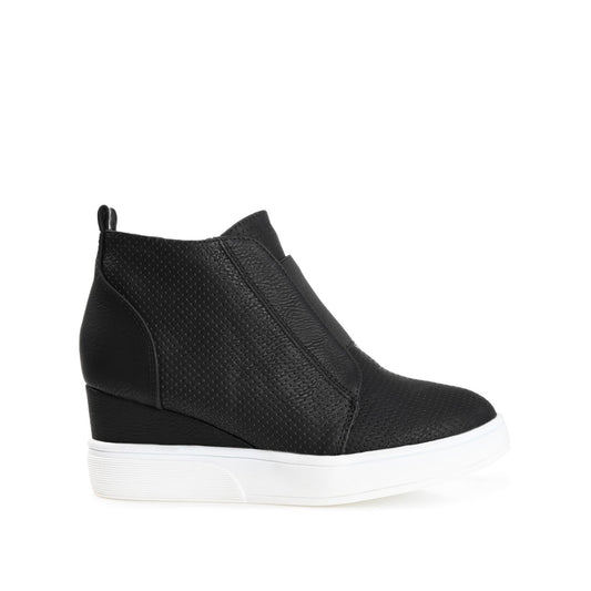 Journee CLARA WEDGE SNEAKERS IN VEGAN LEATHER - Black PU