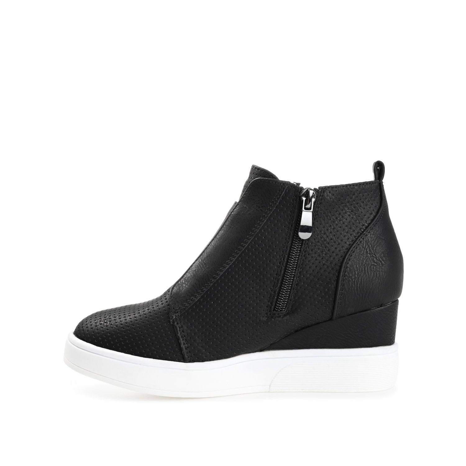 Journee CLARA WEDGE SNEAKERS IN VEGAN LEATHER - Black PU