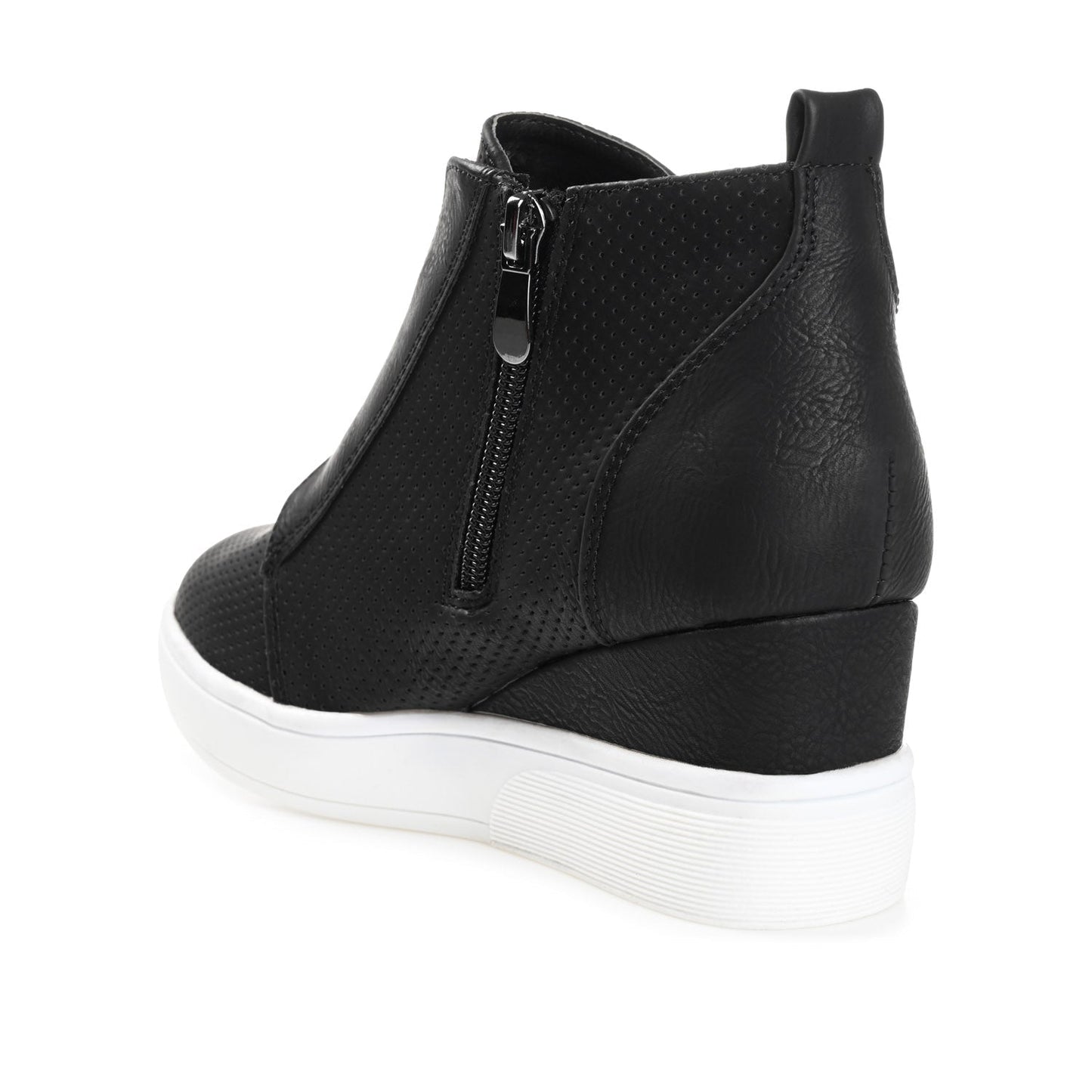 Journee CLARA WEDGE SNEAKERS IN VEGAN LEATHER - Black PU