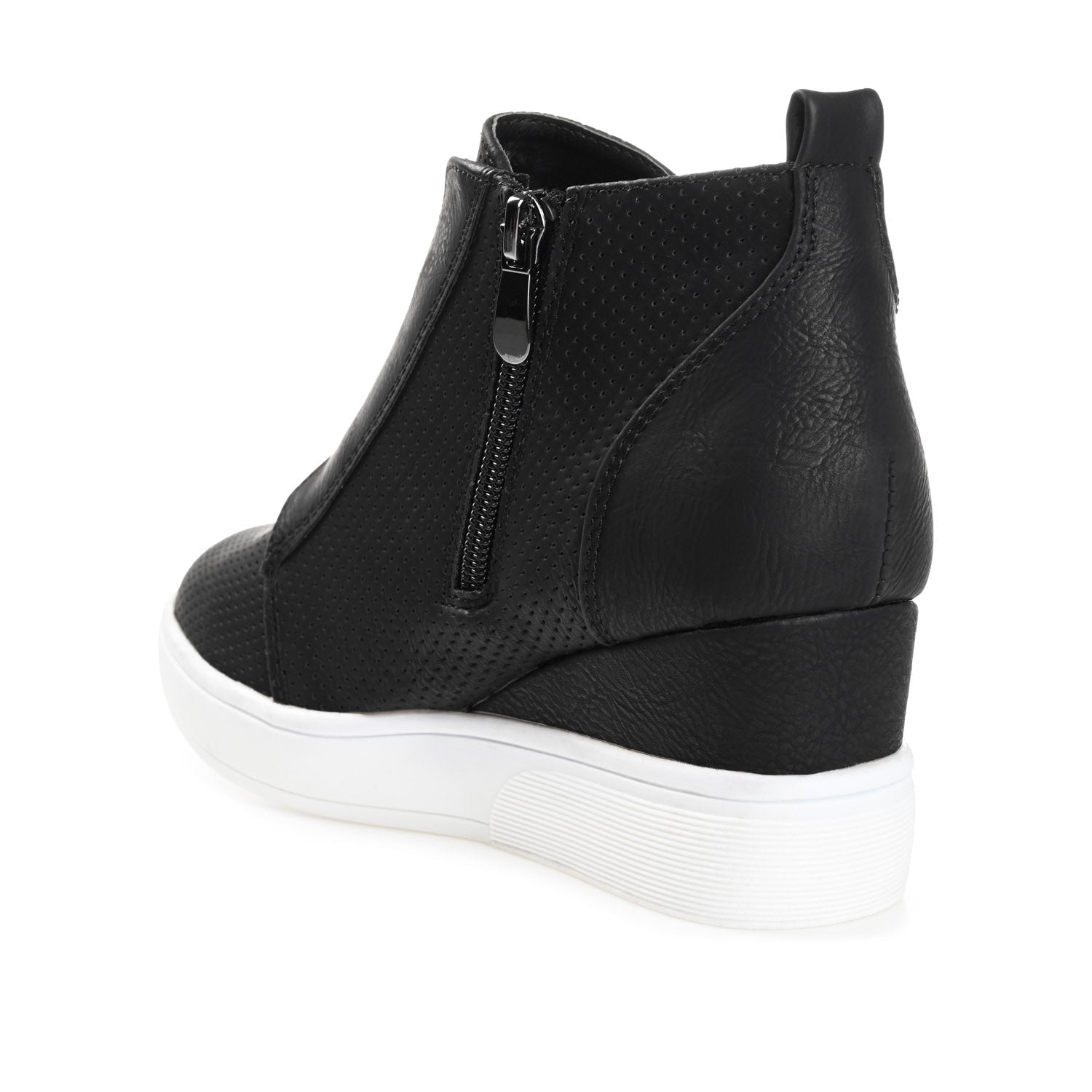 Journee CLARA WEDGE SNEAKERS IN VEGAN LEATHER - Black PU
