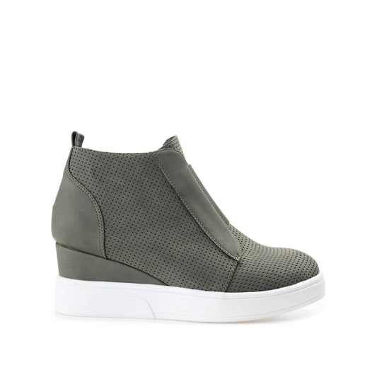 Journee CLARA WEDGE SNEAKERS IN VEGAN LEATHER - Olive PU