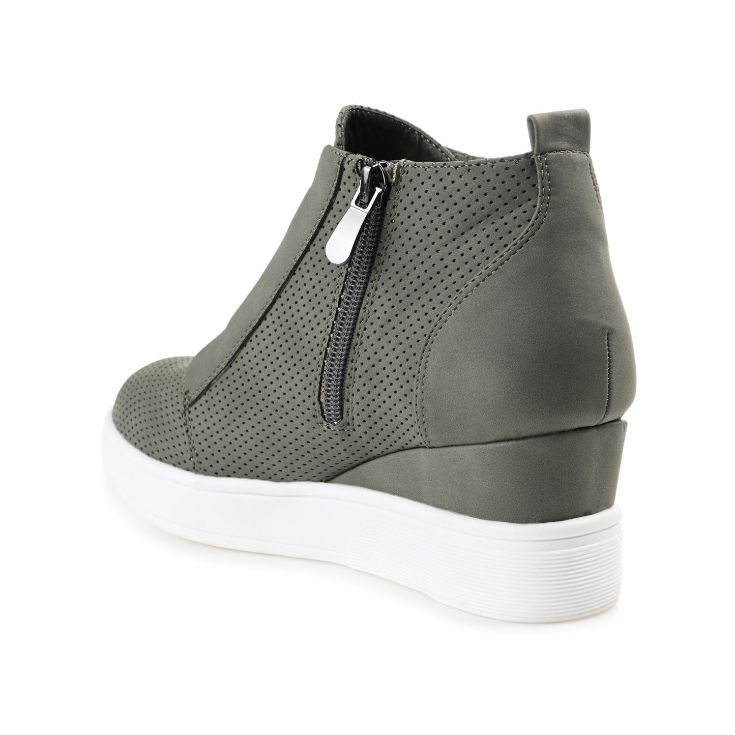 Journee CLARA WEDGE SNEAKERS IN VEGAN LEATHER - Olive PU