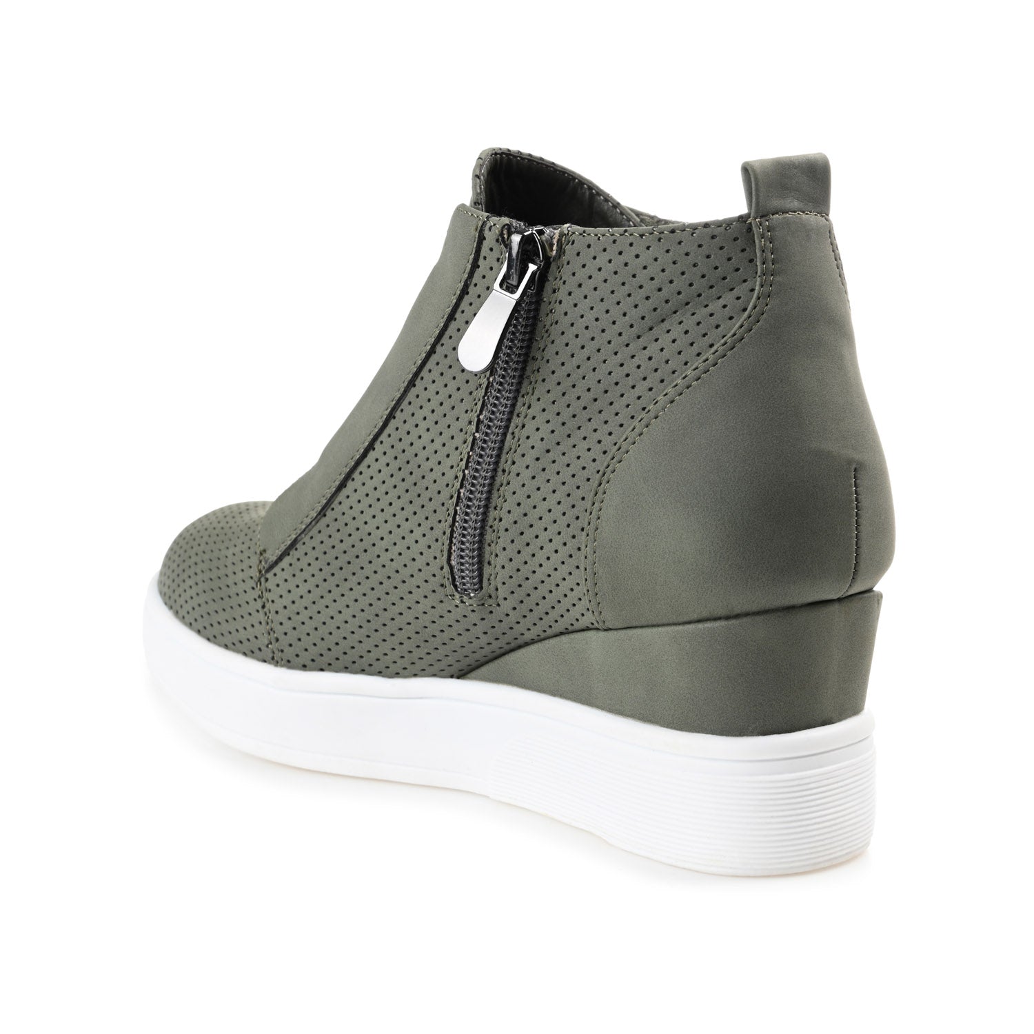 Journee CLARA WEDGE SNEAKERS IN VEGAN LEATHER - Olive PU