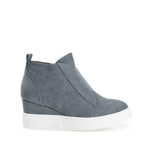 Journee CLARA WEDGE SNEAKERS IN VEGAN LEATHER - Blue PU