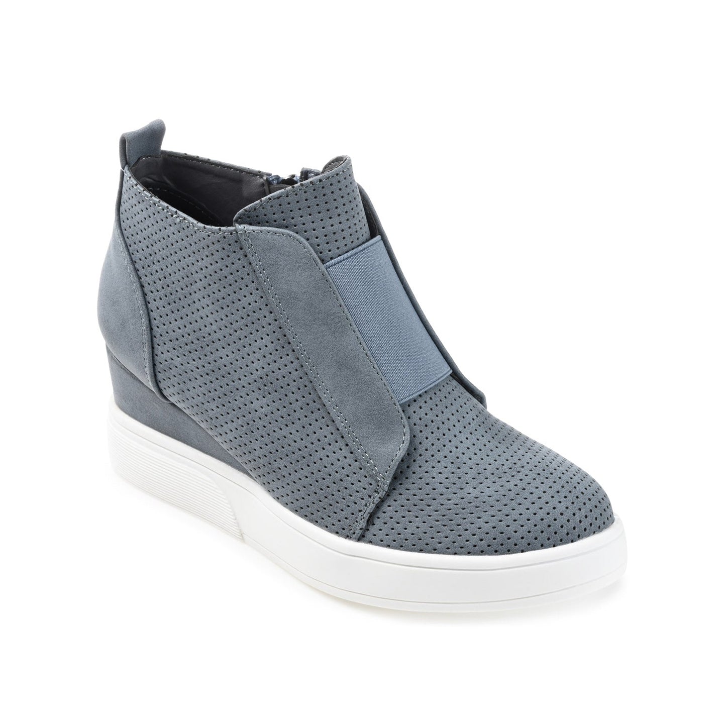Journee CLARA WEDGE SNEAKERS IN VEGAN LEATHER - Blue PU
