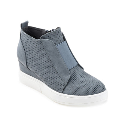 Journee CLARA WEDGE SNEAKERS IN VEGAN LEATHER - Blue PU
