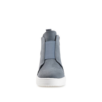 Journee CLARA WEDGE SNEAKERS IN VEGAN LEATHER - Blue PU