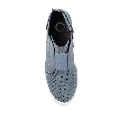 Journee CLARA WEDGE SNEAKERS IN VEGAN LEATHER - Blue PU