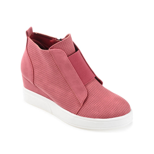 Journee CLARA WEDGE SNEAKERS IN VEGAN LEATHER - Pink PU