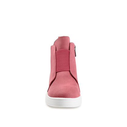 Journee CLARA WEDGE SNEAKERS IN VEGAN LEATHER - Pink PU