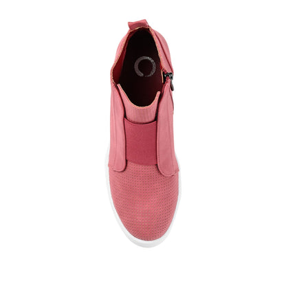 Journee CLARA WEDGE SNEAKERS IN VEGAN LEATHER - Pink PU