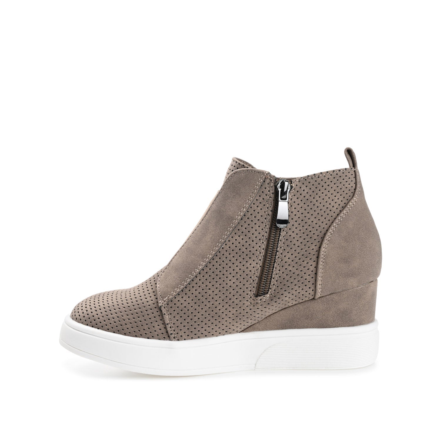 Journee CLARA WEDGE SNEAKERS IN VEGAN LEATHER - Taupe PU