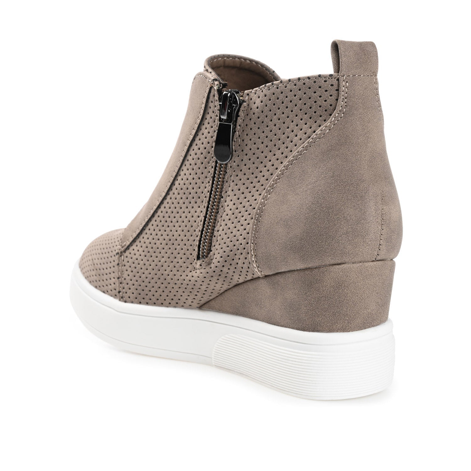 Journee CLARA WEDGE SNEAKERS IN VEGAN LEATHER - Taupe PU