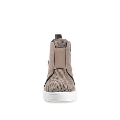 Journee CLARA WEDGE SNEAKERS IN VEGAN LEATHER - Taupe PU