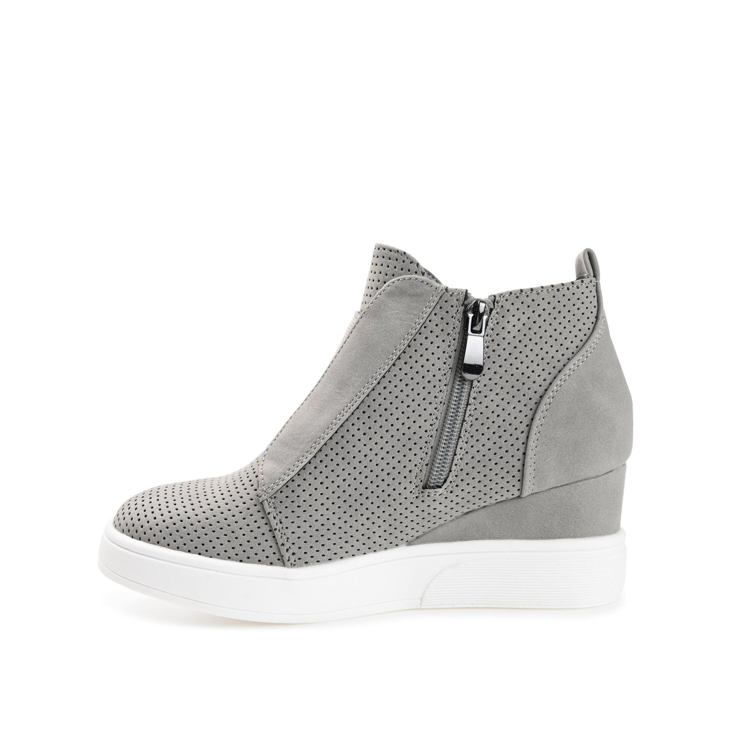 Journee CLARA WEDGE SNEAKERS IN VEGAN LEATHER - Grey PU