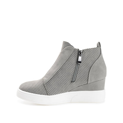 Journee CLARA WEDGE SNEAKERS IN VEGAN LEATHER - Grey PU