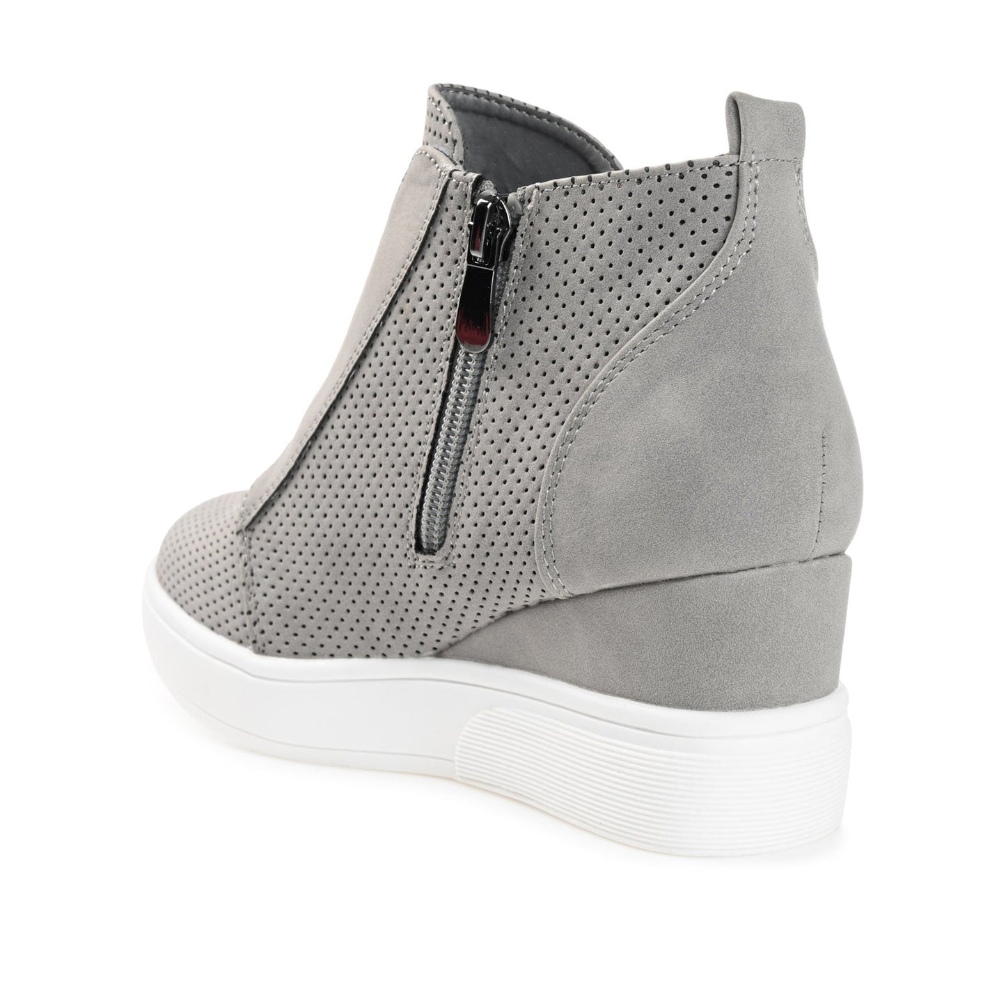 Journee CLARA WEDGE SNEAKERS IN VEGAN LEATHER - Grey PU