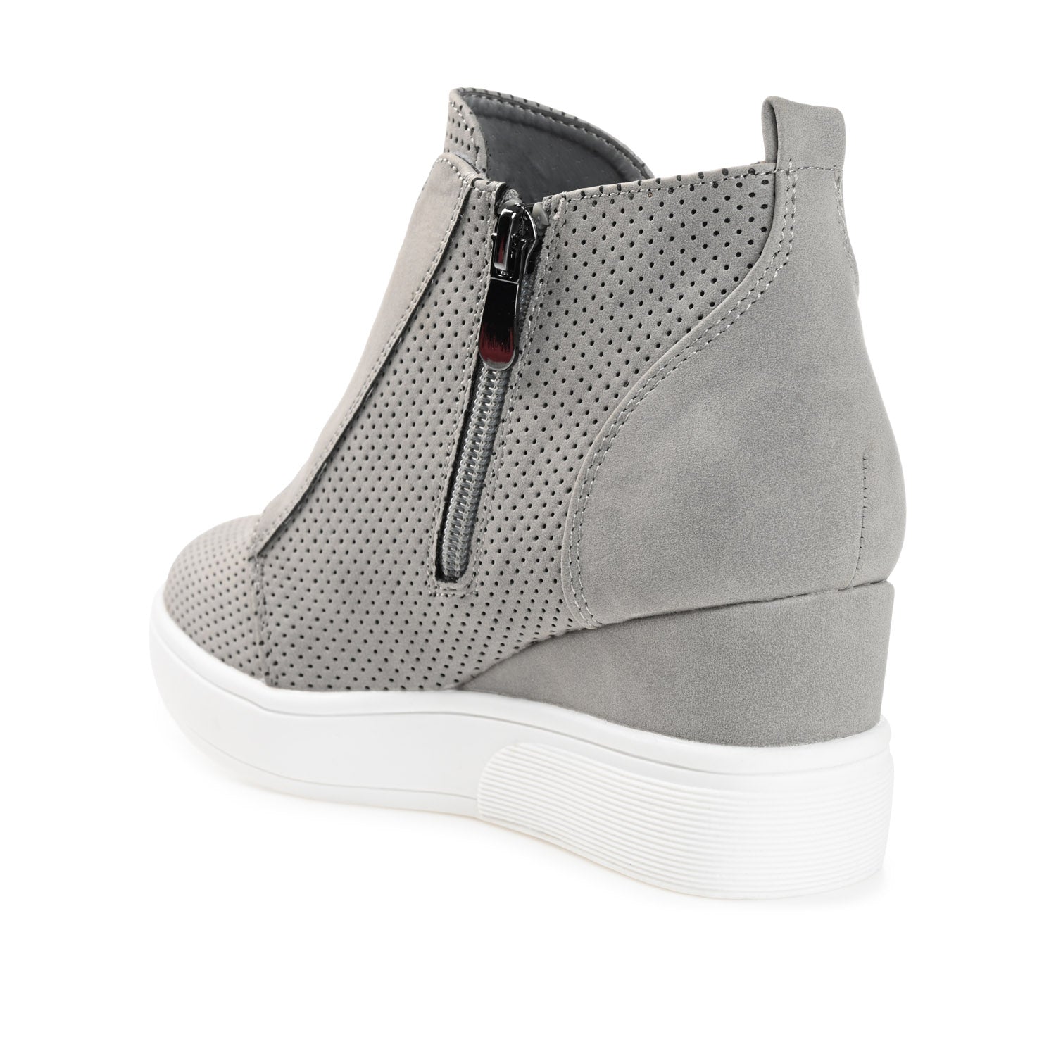 Journee CLARA WEDGE SNEAKERS IN VEGAN LEATHER - Grey PU