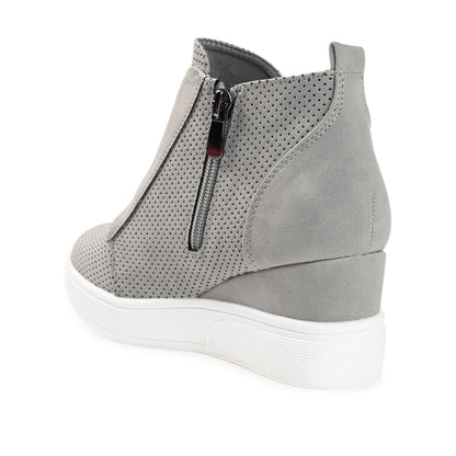 Journee CLARA WEDGE SNEAKERS IN VEGAN LEATHER - Grey PU