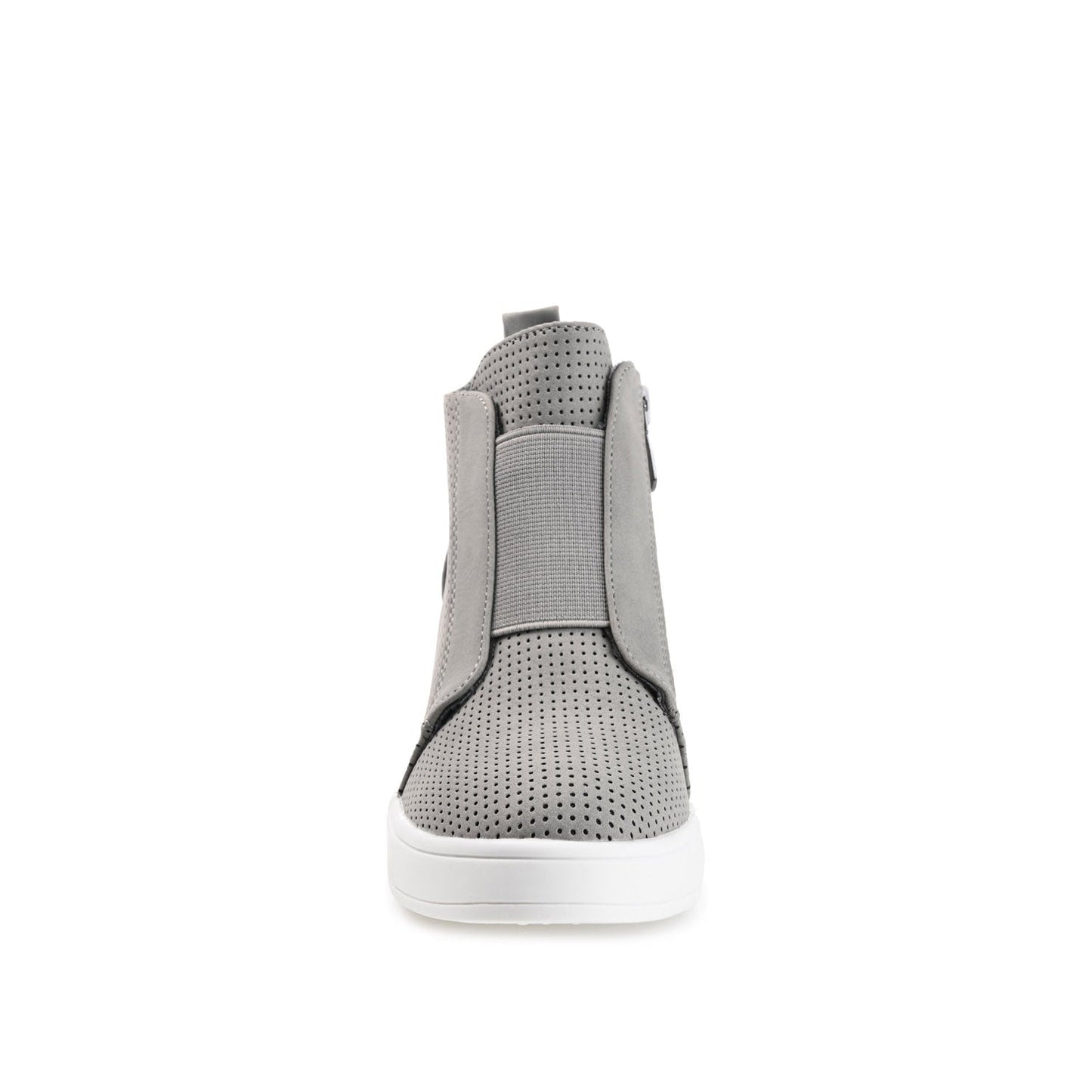 Journee CLARA WEDGE SNEAKERS IN VEGAN LEATHER - Grey PU