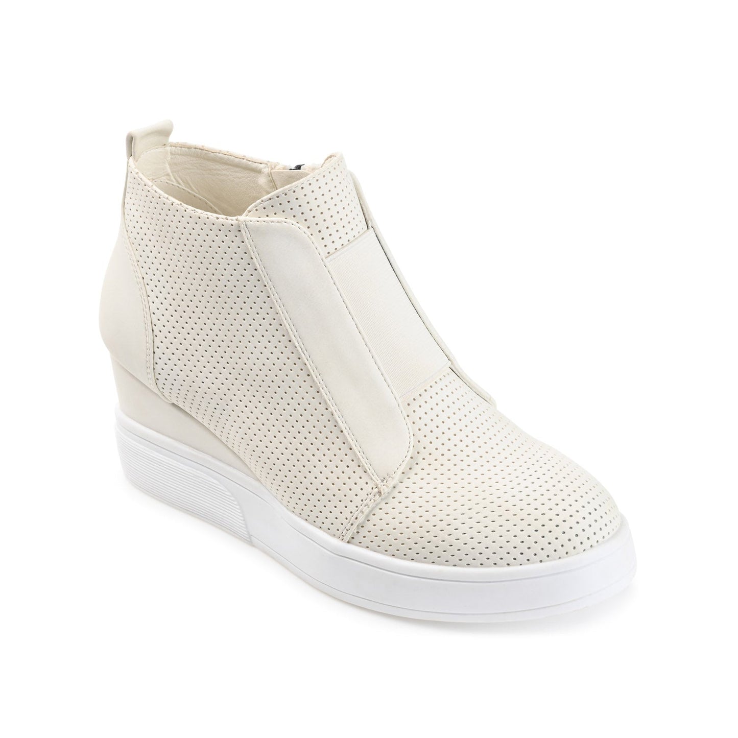 Journee CLARA WEDGE SNEAKERS IN VEGAN LEATHER - Bone PU